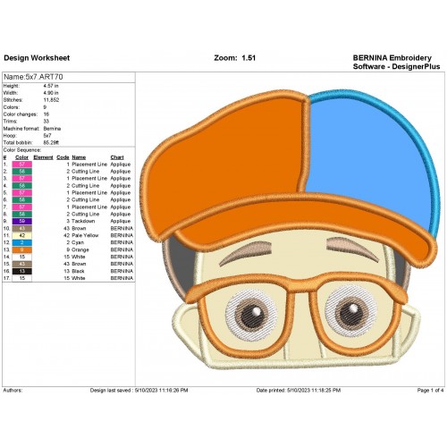 Blippi Applique Peeker Design