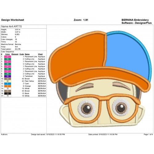 Blippi Applique Peeker Design