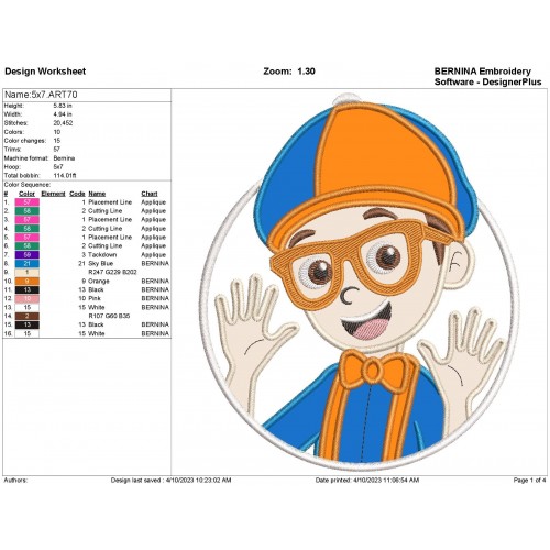 Blippi Birthday Boy Applique Design