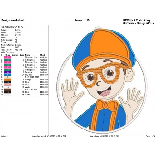 Blippi Birthday Boy Applique Design