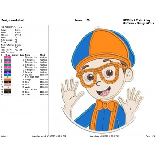 Blippi Birthday Boy Applique Embroidery Design