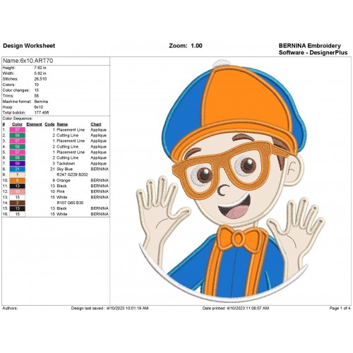 Blippi Birthday Boy Applique Embroidery Design