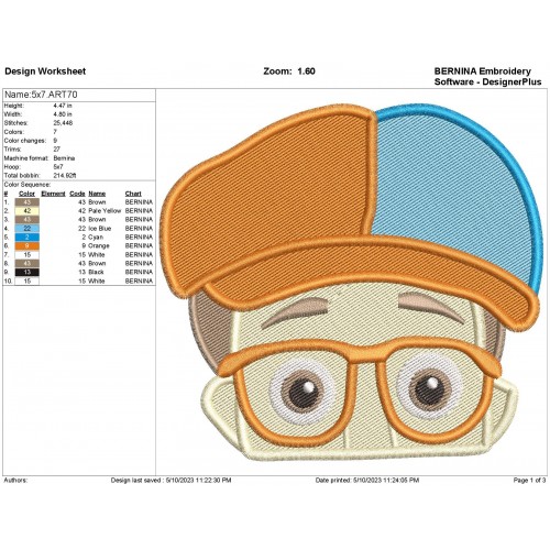 Blippi Embroidery Peeker Design