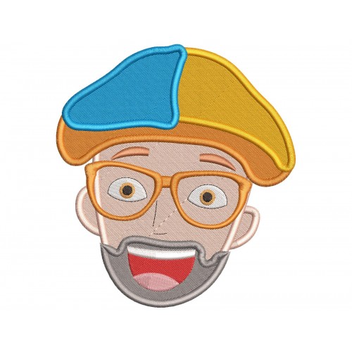 Blippi Head Embroidery Design