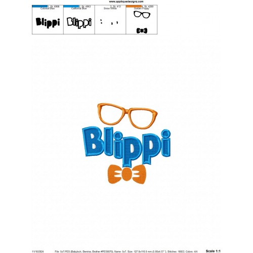 Blippi Logo Embroidery Design