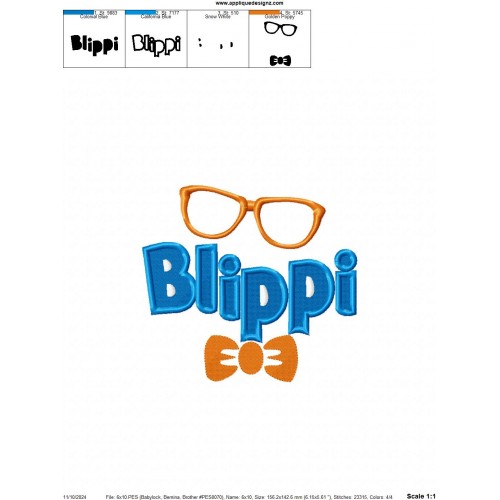 Blippi Logo Embroidery Design