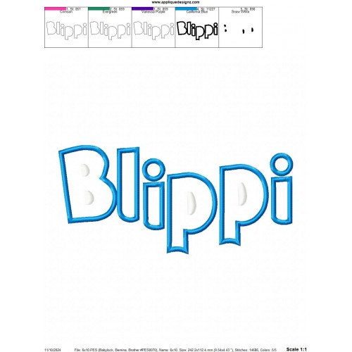 Blippi Stevin John Logo Applique Design