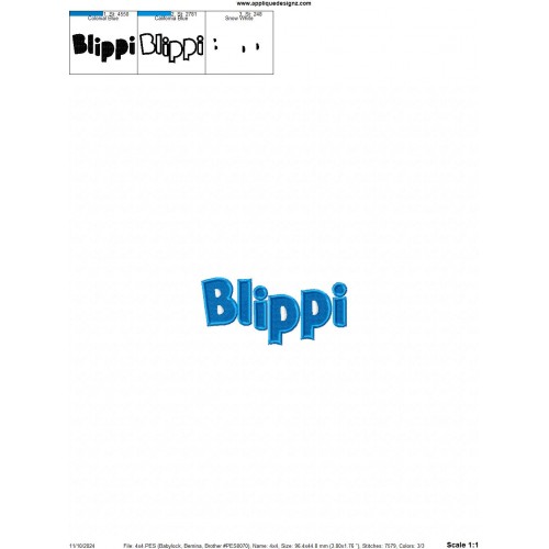 Blippi Stevin John Logo Embroidery Design