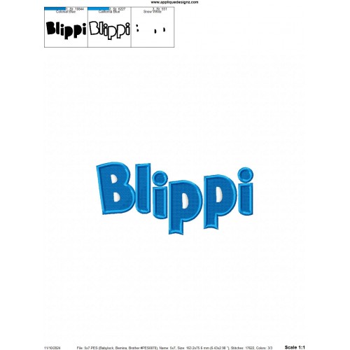 Blippi Stevin John Logo Embroidery Design