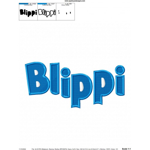 Blippi Stevin John Logo Embroidery Design