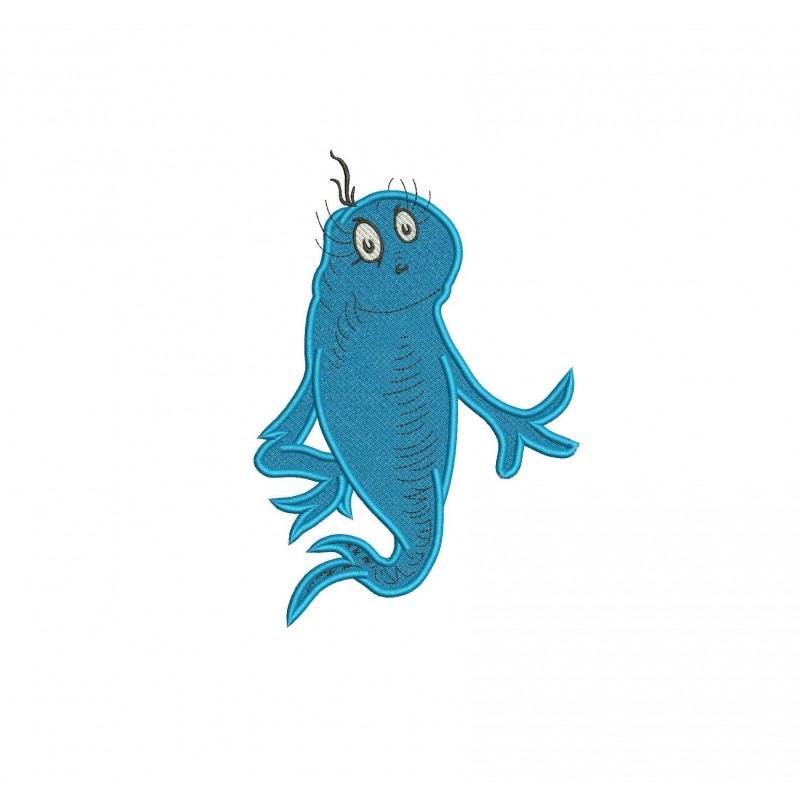 Blue Fish Dr Seuss Embroidery Design