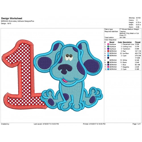 Blues Clues 1st Birthday Applique Design