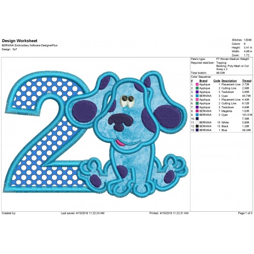 Blues Clues 2nd Birthday Full Applique Design