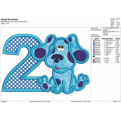 Blues Clues 2nd Birthday Full Applique Design