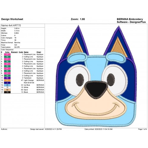 Bluey Applique Embroidery Design Set
