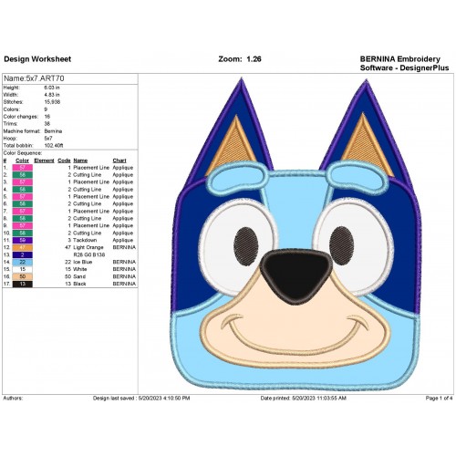 Bluey Applique Embroidery Design Set