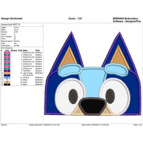 Bluey Applique Embroidery Design Set