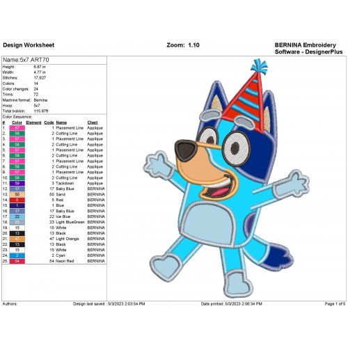 Bluey Birthday Applique Design Bluey Birthday Applique Design