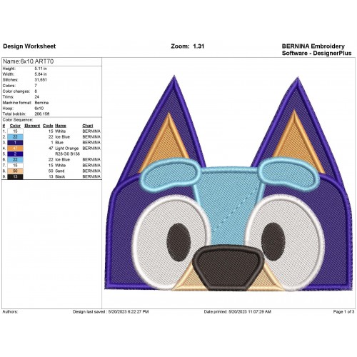 Bluey Embroidery Set Filled Stitch Machine Designs