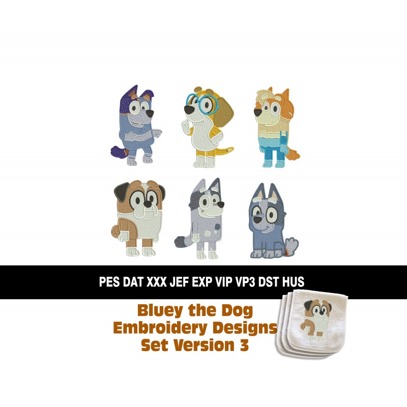 Bluey the Dog Embroidery Designs Set Version 3