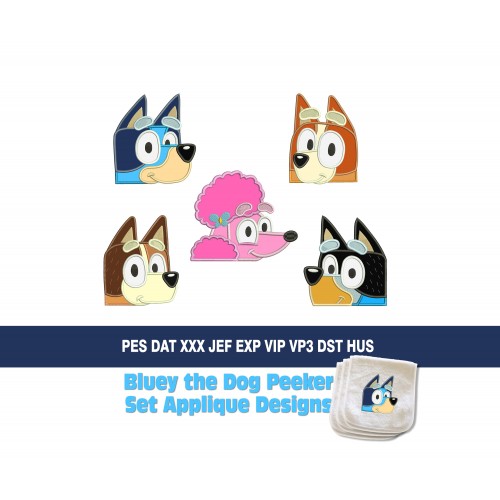 Bluey the Dog Peeker Set Applique Designs