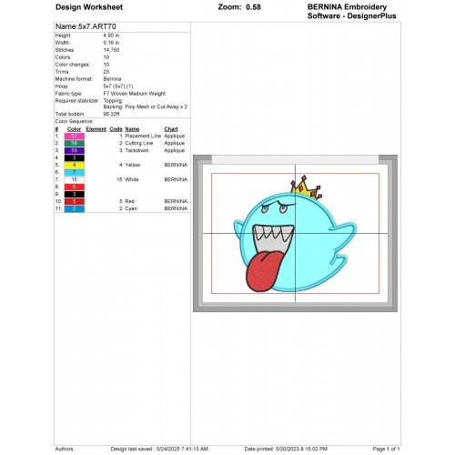 Boo From Mario Applique Design Embr