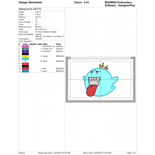 Boo From Mario Applique Design Embr