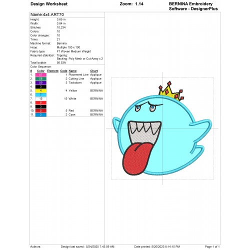 Boo From Mario Applique Design Embr