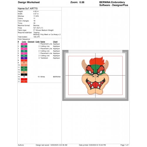 Bowser Applique Design Embr