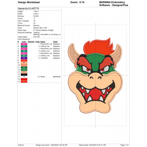 Bowser Applique Design Embr