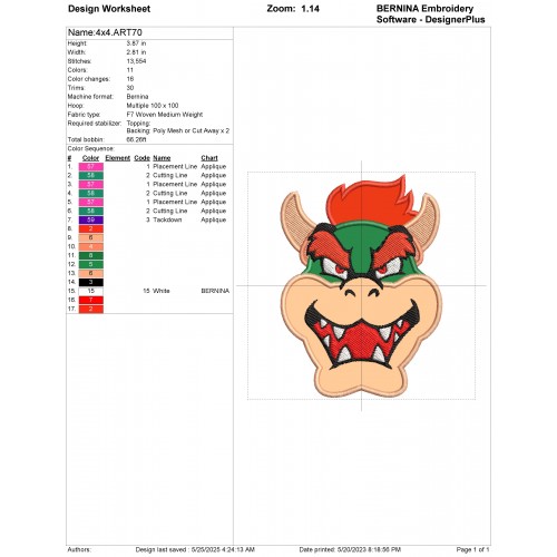 Bowser Applique Design Embr