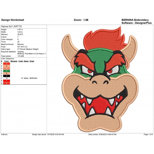 Bowser Embroidery Design Embr