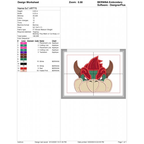 Bowser Peeker Applique Design Embr