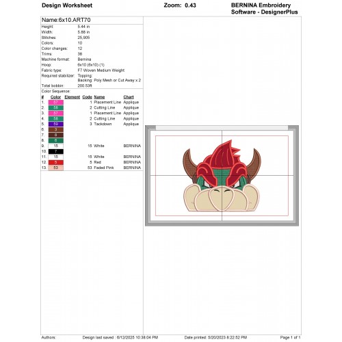 Bowser Peeker Applique Design Embr