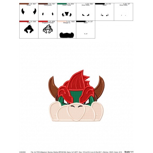 Bowser Peeker Embroidery Design Embr