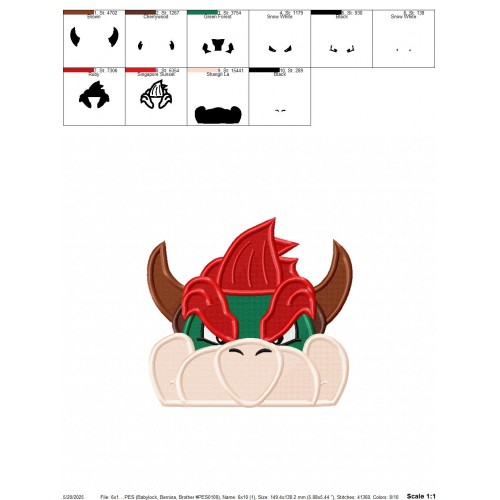 Bowser Peeker Embroidery Design Embr