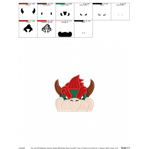 Bowser Peeker Embroidery Design Embr