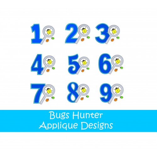 Bugs Hunter Numbers 1 9 Set Applique Designs