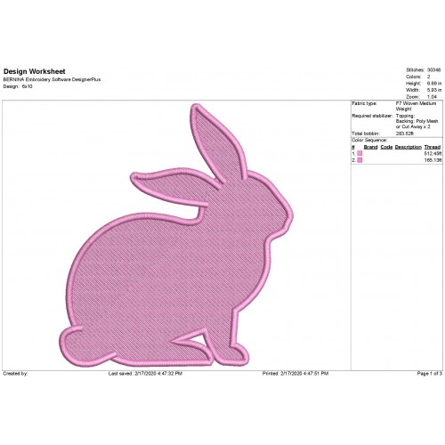 Bunny Easter Filled Stitch Embroidery Design