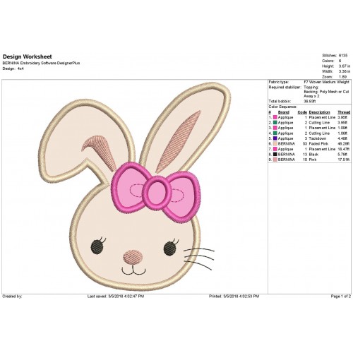 Bunny Girl Applique Design - Bunny Head Applique