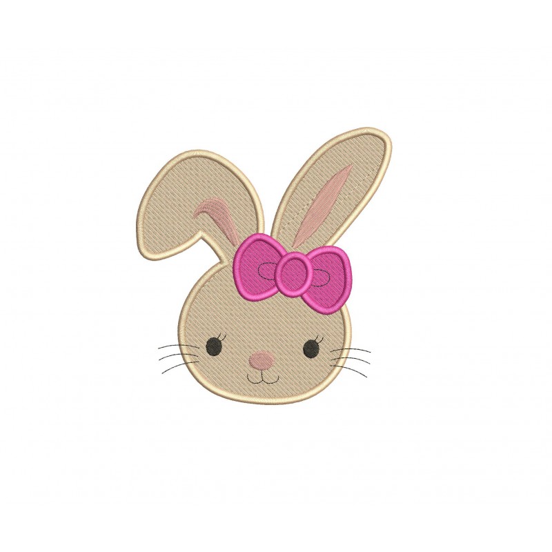 Bunny Girl Bunny Head Filled Stitch Embroidery Design