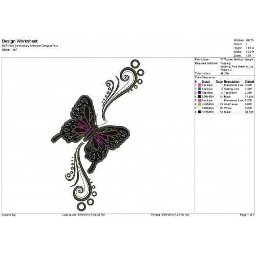 Butterfly Machine Applique Design