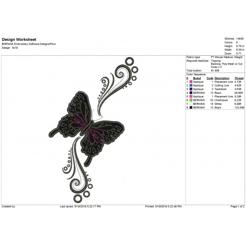 Butterfly Machine Applique Design