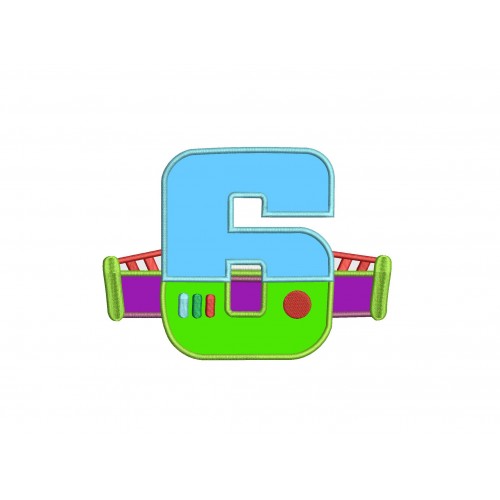 Buzz Lightyear 6th Birthday Applique Toy Story Birthday Applique Design
