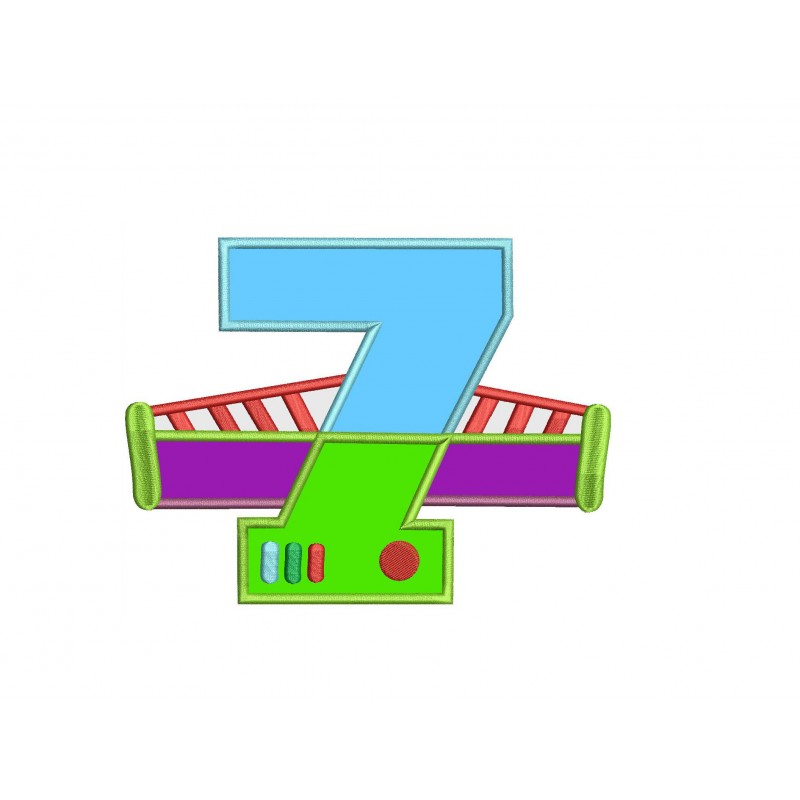 Buzz Lightyear 7th Birthday Applique Toy Story Birthday Applique Design