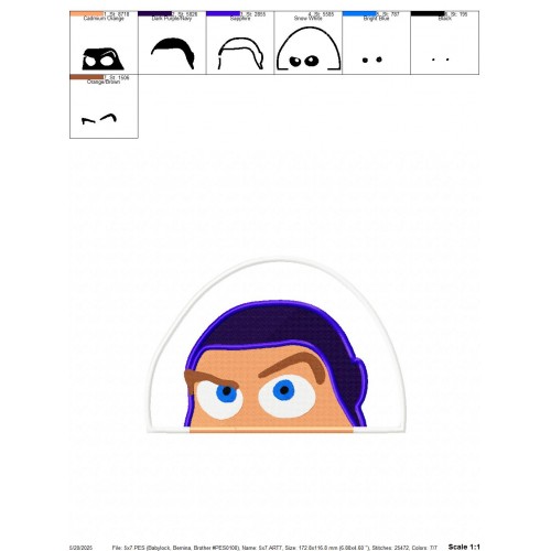 Buzz Lightyear Peeker Embroidery Design Embr