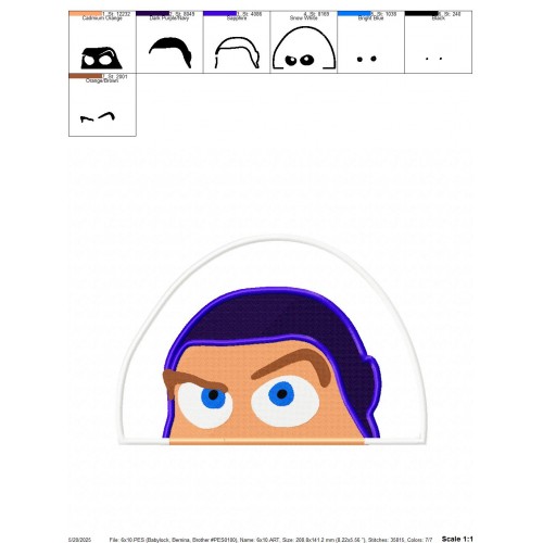 Buzz Lightyear Peeker Embroidery Design Embr