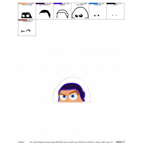 Buzz Lightyear Peeker Embroidery Design Embr