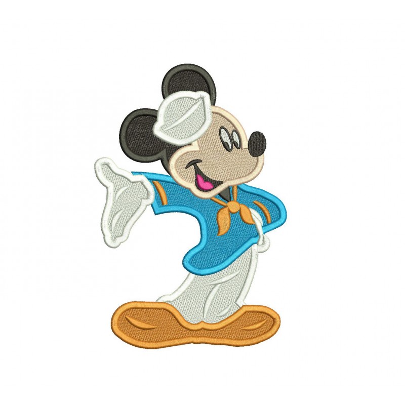 Captain Mickey Mouse Disney Cruise Filled Stitch Embroidery Design