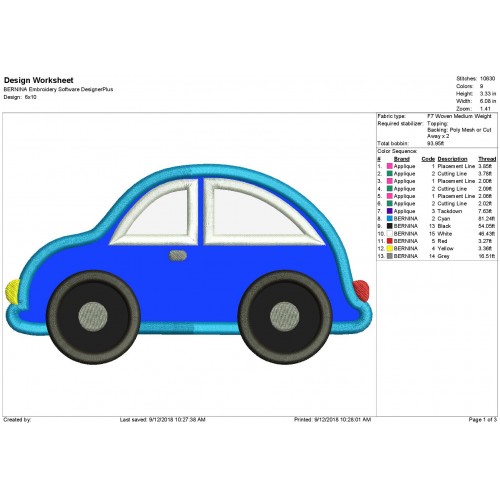 Car Applique Design